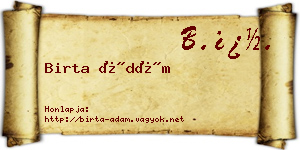 Birta Ádám névjegykártya