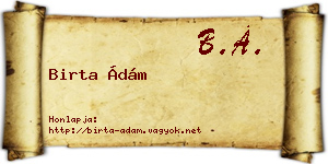 Birta Ádám névjegykártya